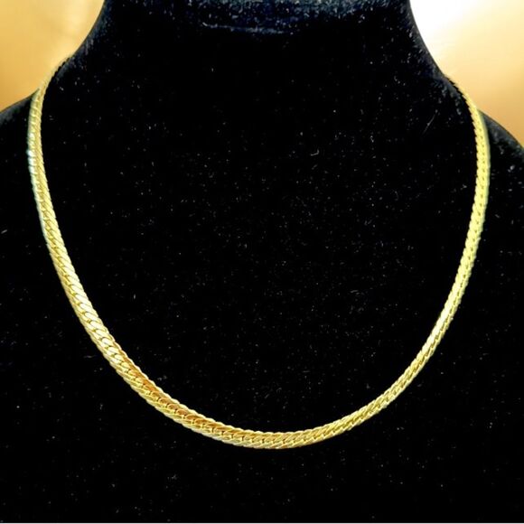 18K GOLD FILLED HERRINGBONE 750 GOLD CHAIN MADE IN ITALY 18” LENGTH - Picture 4 of 6